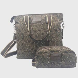Coach 2013 Heritage Web Canvas & Leather Camo X-L F70583 Travel & Toiletry Tote